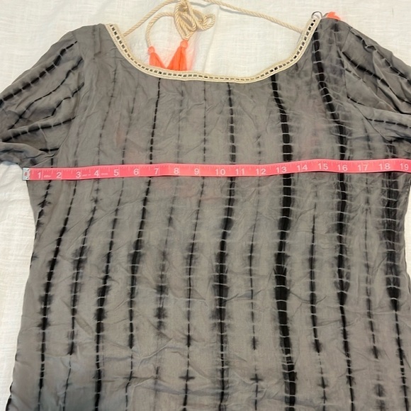 ZLEurope Shibari Tunic Dress Gray Black Tie Dye Coral Tassel Boho Cover Up Small - Picture 11 of 15